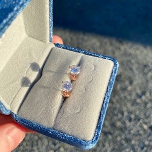 14K Rose Gold Moissanite Diamond Studs